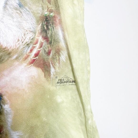 The Mountain M Medium Wolf T-Shirt Green Tie Dye Short Sleeve Native American - Picture 5 of 7